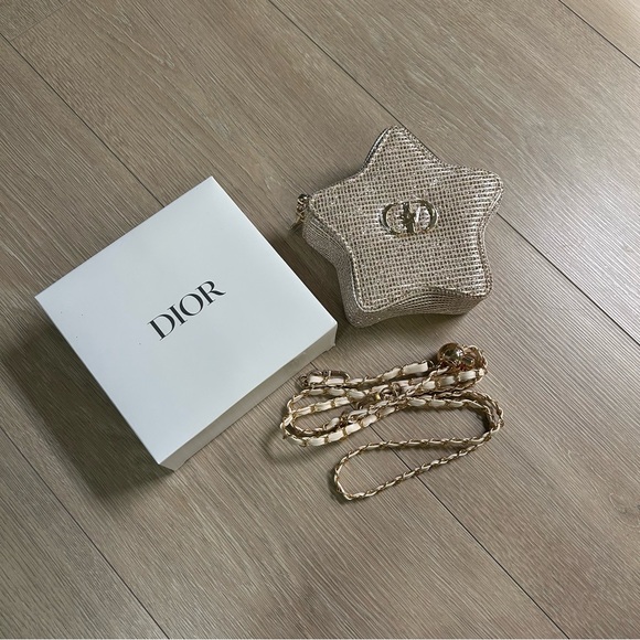 Dior Gold Tweed Star Chain Bag - Picture 9 of 11